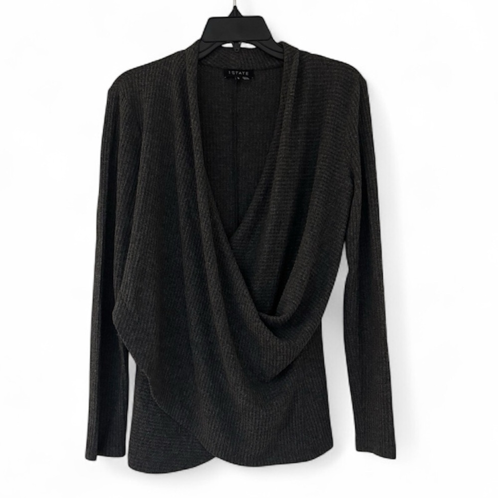 1. STATE (NORDSTROM) Charcoal Cross Over Long Sleeved Sweater